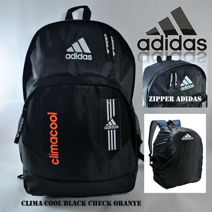 ASLI!!! TAS RANSEL ADIDAS CLIMACOOL HITAM - ORANGE + RAIN COVER - JQZjex