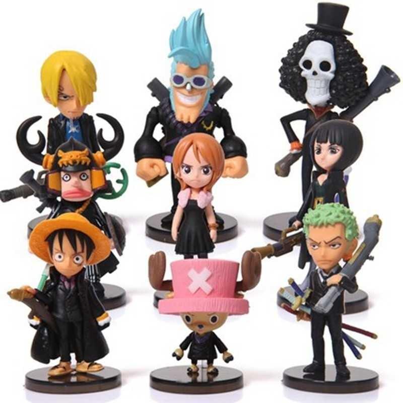 Action Figure One Piece 9 PCS Karakter Mainan Model 65 Pajangan Hobby Hadiah Kado Ulang Tahun Birthday Gift Hobi Koleksi 5-7cm Monkey D. Luffy Kartun Cartoon Anime Kids Toys Soft PVC Material Cute Design Mini s1505 - Multicolor