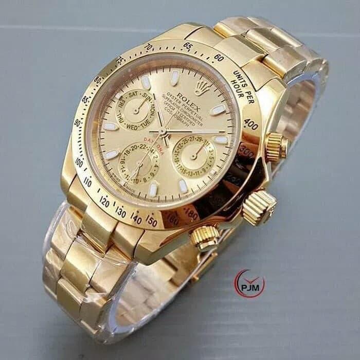 Jam Tangan Pria / Cowok Rolex Daytona Automatic - Tali Rantai - Gold / Jam Tangan Elegan / Jam Tangan Import / Jam Tangan Laris / Jam Tangan Automatic