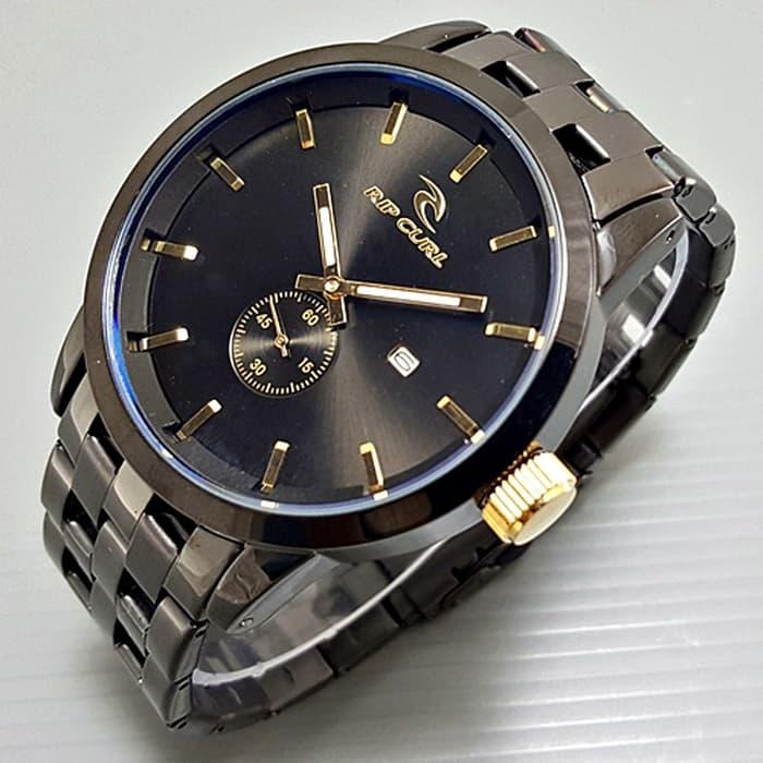 HARGA PROMO!!! Jam Tangan Pria / Cowok / Jam Murah Ripcurl Detroid Black List Gold