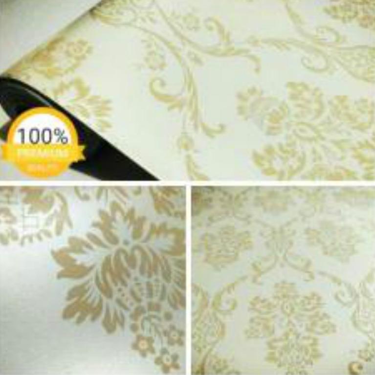 Rp 53.900. Wallpaper Sticker Dinding Krem Putih Gading Batik ...
