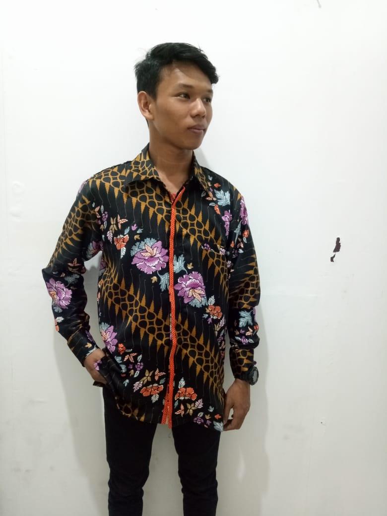 Glow fashion Atasan kemeja batik tangan panjang pria jumbo shirt Willy M–XL