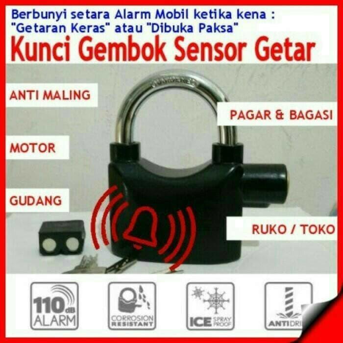 Gembok Alarm KINBAR anti Maling Motor Mobil Rumah Ruko | ( gembok alarm motor anti maling koper sepeda pagar cakram kinbar kode tas mobil clock rumah sensor gerak pintu digital remote lock bht ) |