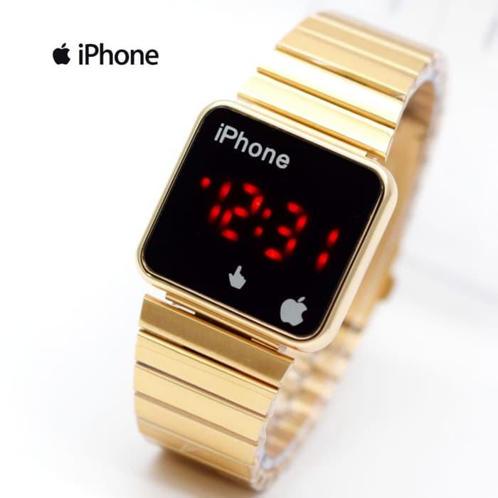 PROMO TERLARIS - Jam Tangan Wanita / Cewek Murah Iphone Touch 02 Rantai Gold TERMURAH