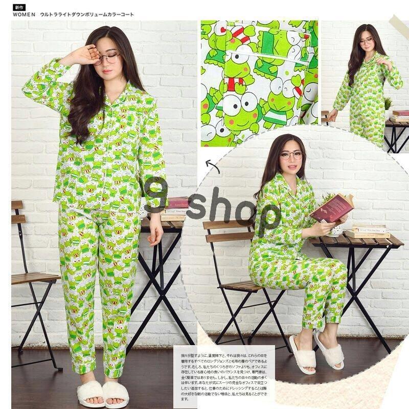 9 Shop Setelan Baju Tidur Piyama Wanita KEROPIE FROG HIJAU / Baju Tidur Wanita / Setelan Piyama Wanita / Piyama Remaja / Piyama Kartun Wanita / Setelan Kartun Wanita / Piyama Wanita Murah / Baju Tidur Lucu / Piyama Lucu