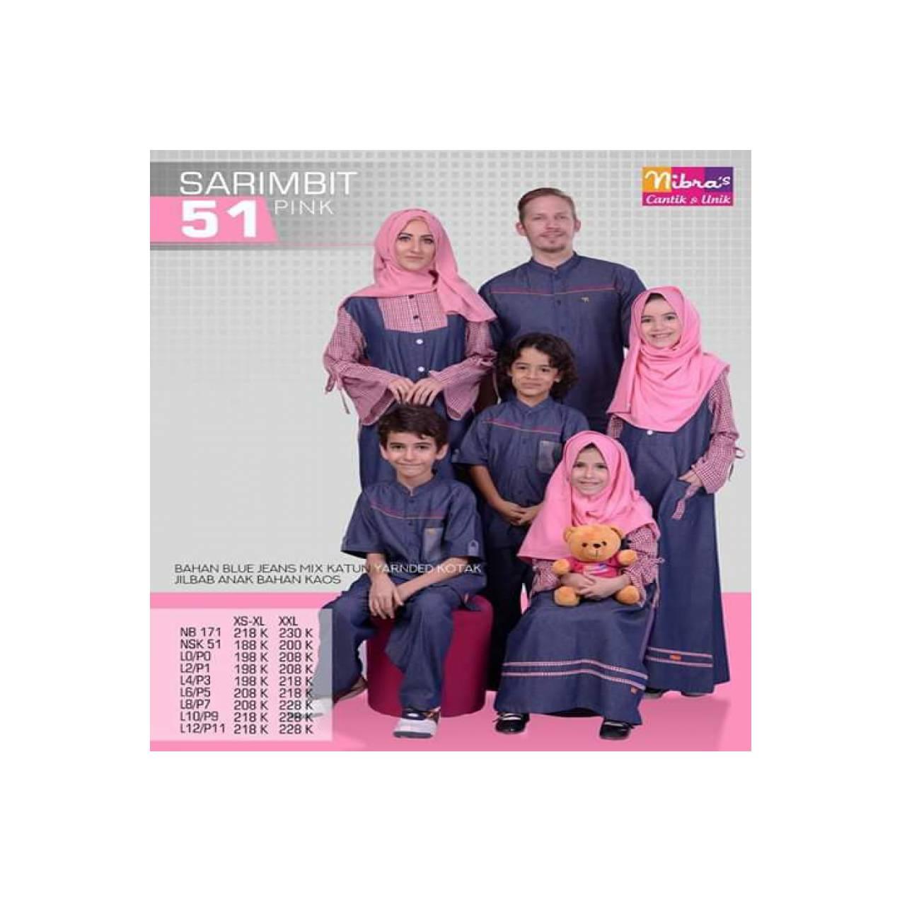 Baju Muslim Sarimbit Keluarga Nibras Family 51 Setelan Couple Pink