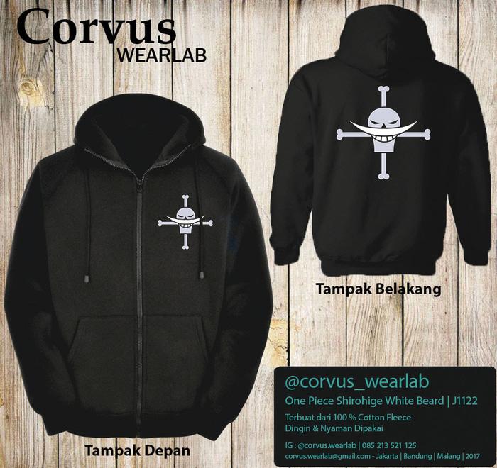 Hemat 10%!! JAKET ANIME ONE PIECE DISTRO SHIROHIGE WHITE BEARD PIRATES J1122 - ready stock