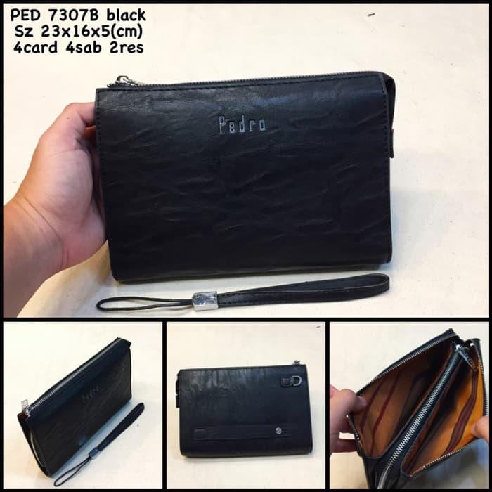 clutch pria pedro A788 black replica dompet pria dompet kulit murah - terlaris