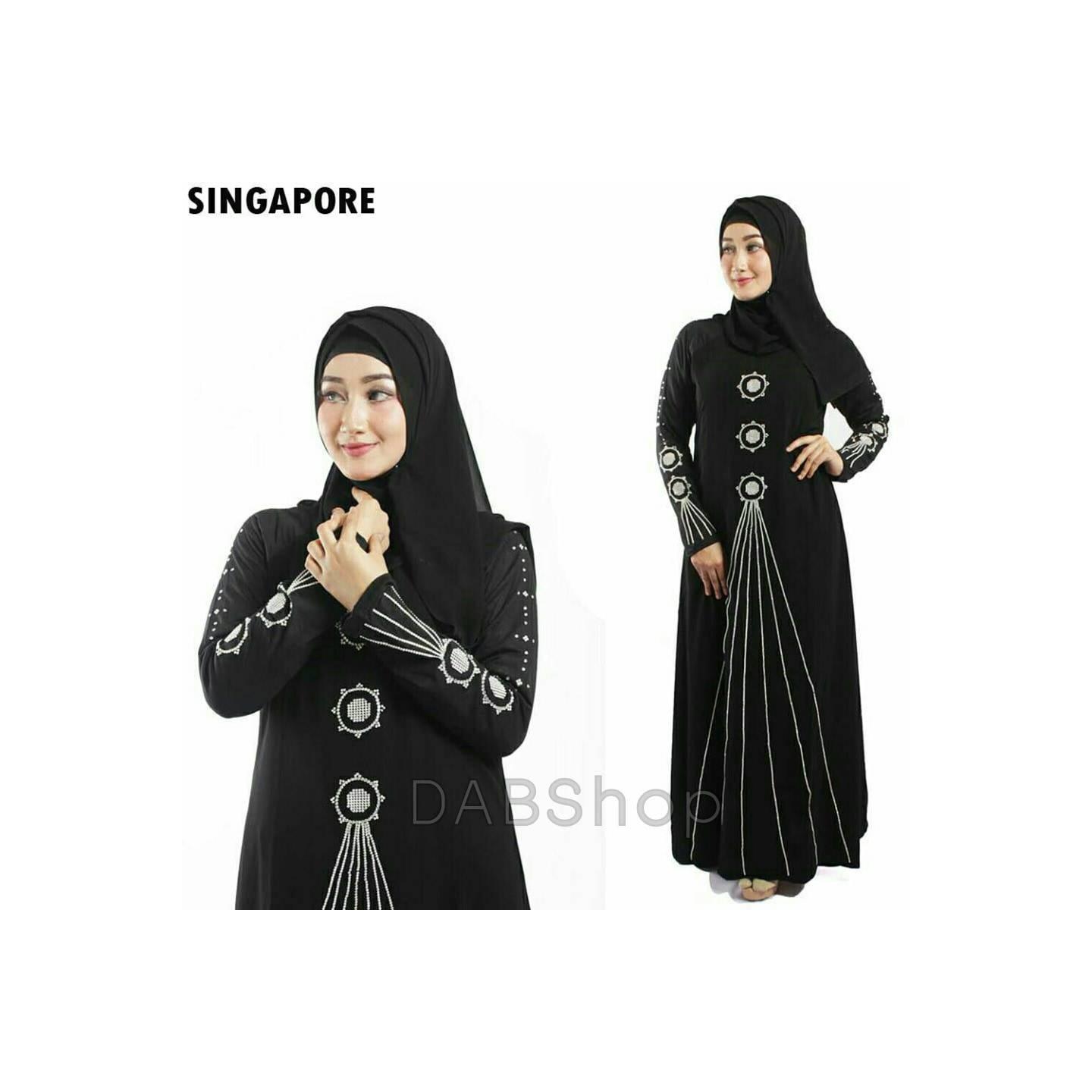 ABAYA JUBAH GAMIS SINGAPORE SWAROSKI KAIN SAUDI JETBLACK