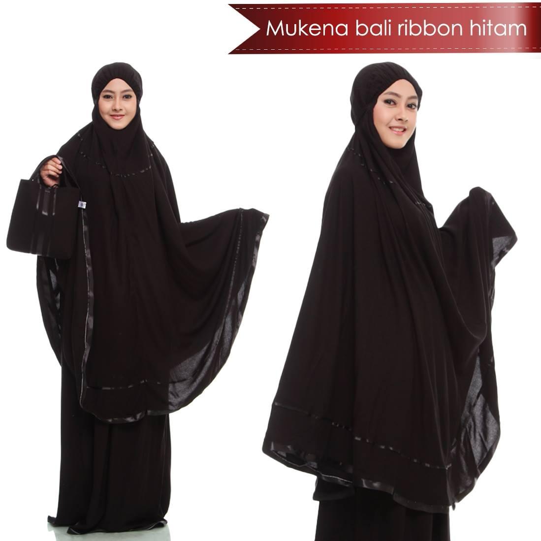 Mukena Bali Ribon Polos Hitam