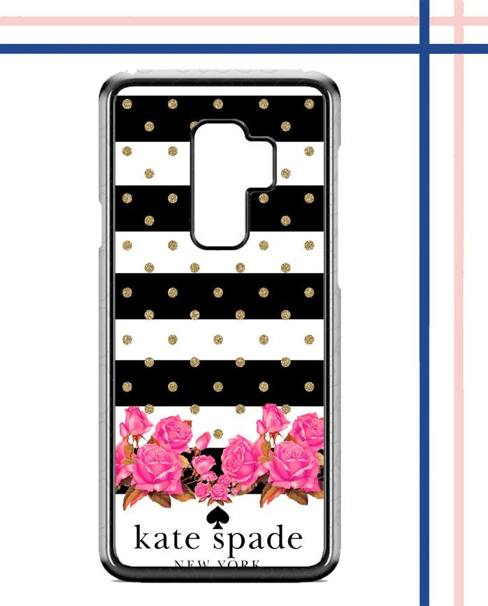 Casing HARDCASE Bergambar Motif Untuk Samsung Galaxy S9 Black white stripes gold spots pink Kate Spade Z4856 Case