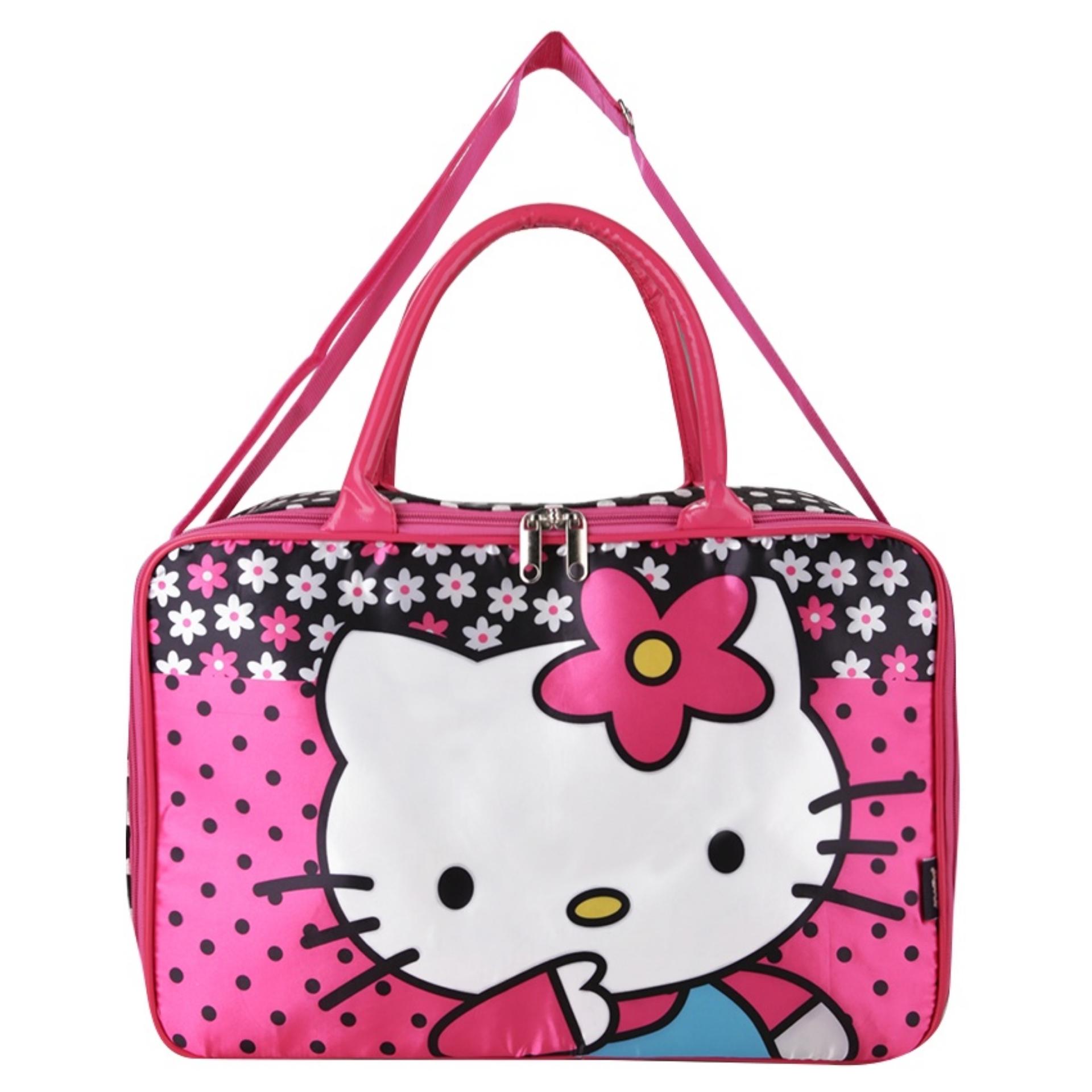 AMT Tas Travel Bag Koper Kanvas Import Premium Jumbo Pria dan Wanita Komplit Aksesoris Hello Kittie Bear