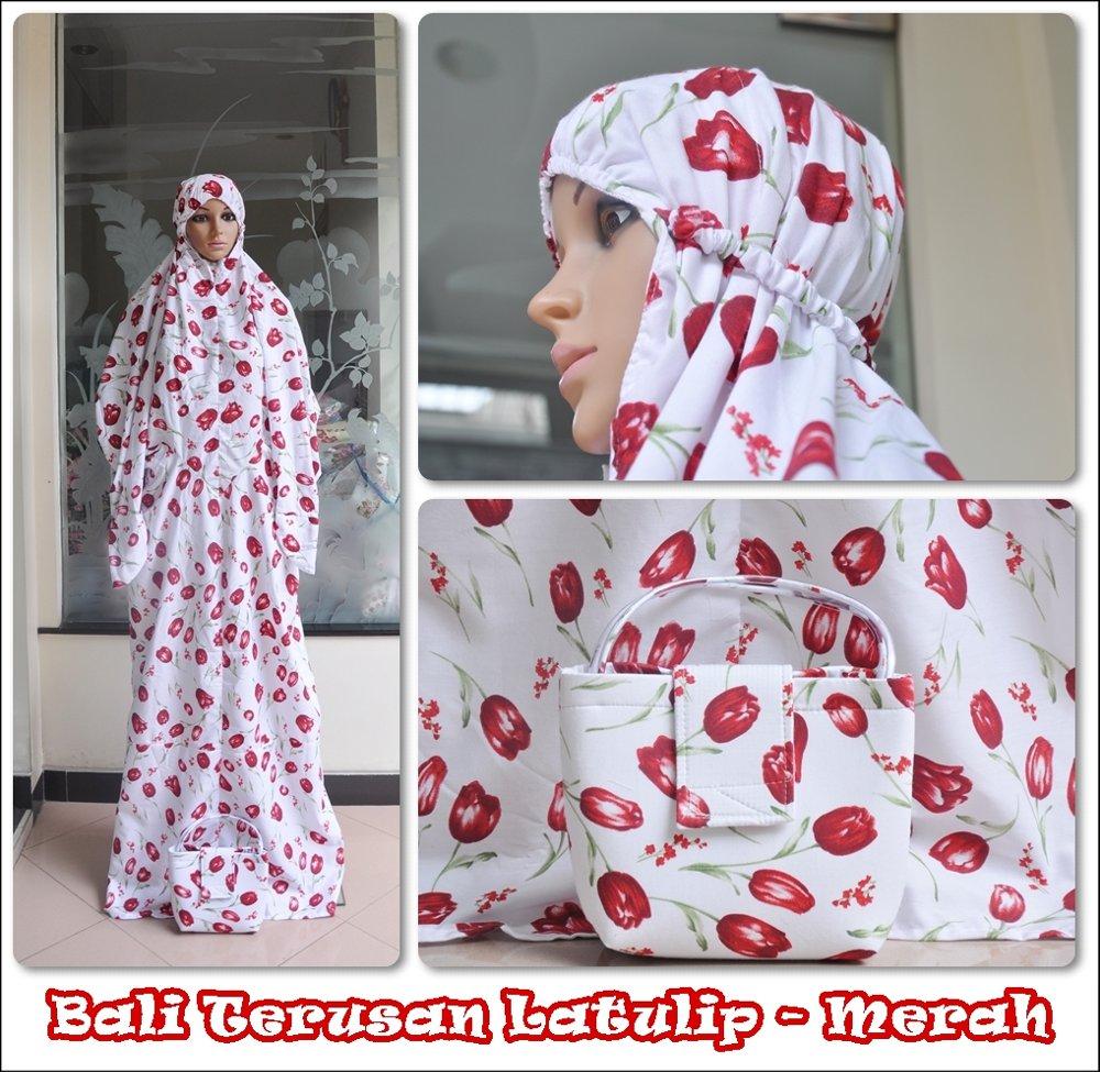 MUKENA BALI TERUSAN LATULIP MERAH di lapak Grosir Mukena Dessy mukenadessy