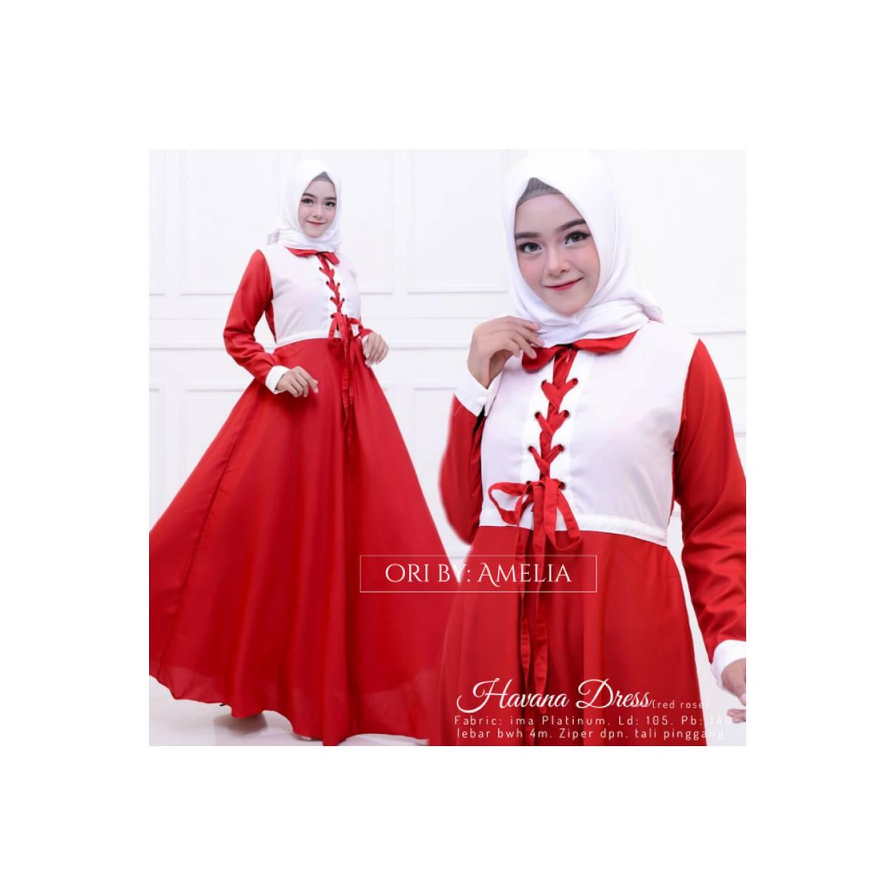 baru havana dres gamis maxy katun ima polos ori busui umbrella adem
