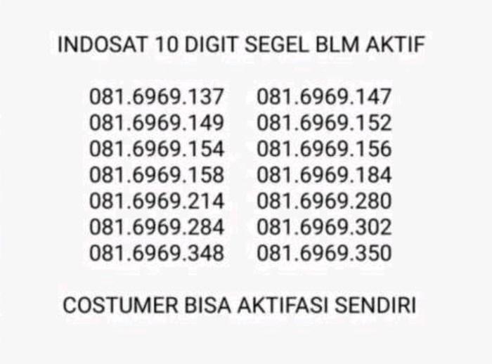 Indosat Im3 Mentari 10 Digit Dgt Cantik Segel Pulsa 2Rb Seri 6 Diskon