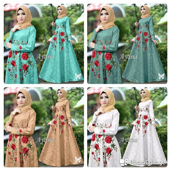 Promo Hari Ini Kr Maxi Laluna Hitam Putih Kembang Bunga Embos Bordir Busui Gamis Syari Gaun Pesta