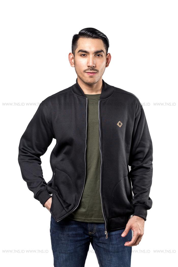 JAKET BOMBER HITAM POLOS PRIA M-XL