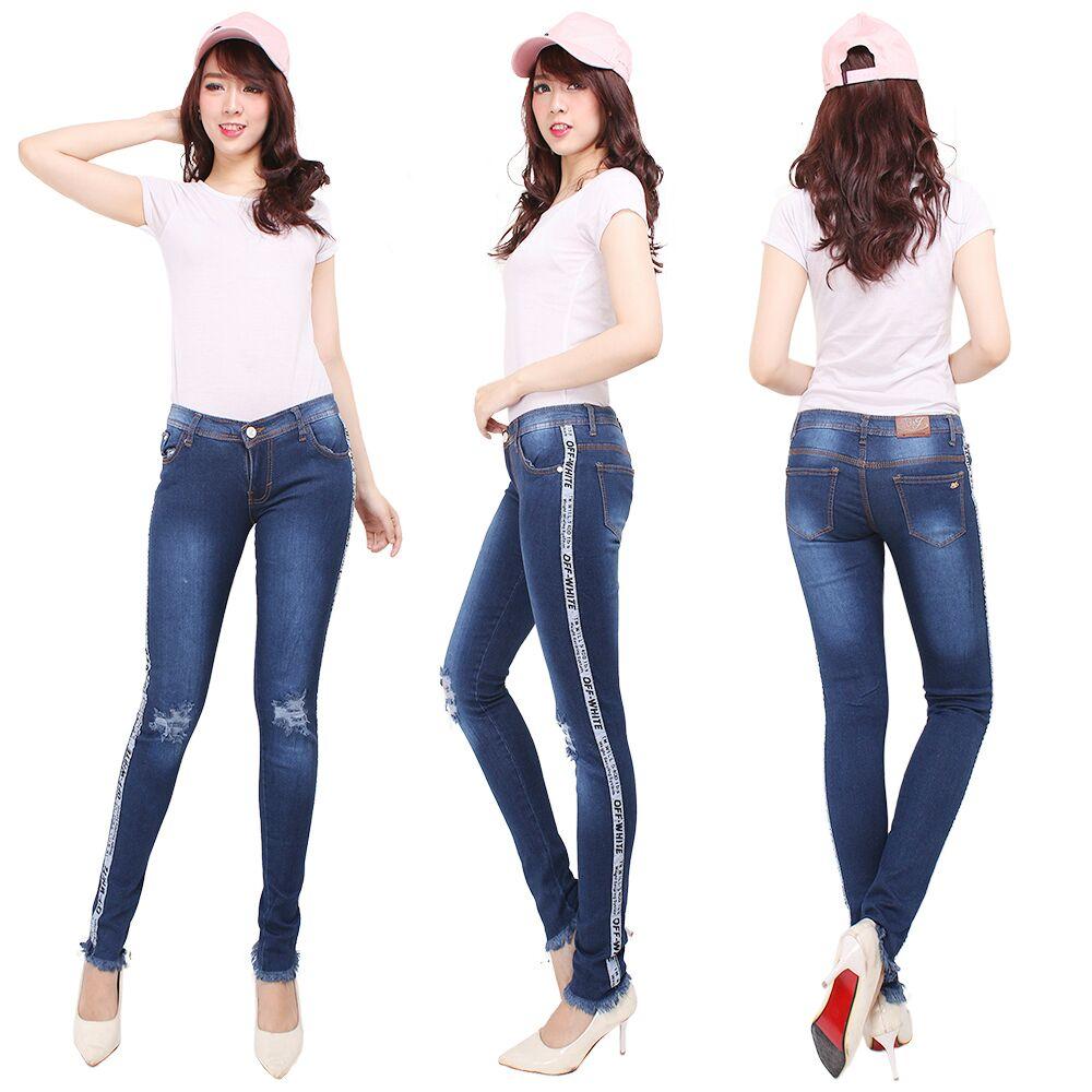 master jeans celana wanita sobek tembus rawis list
