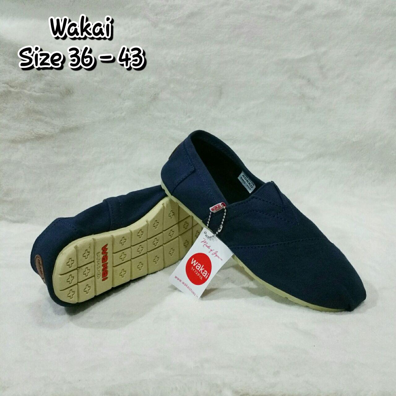 Sepatu Wakai Navy Polos Sol Cream uk 39-43