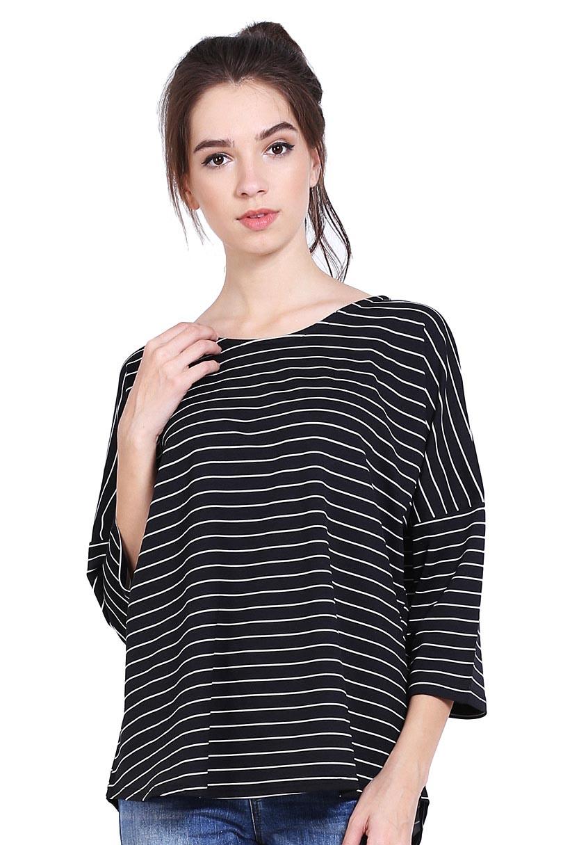 Cressida Pakaian Blouse dan Kemeja Wanita Ladies Oversize Tee Black