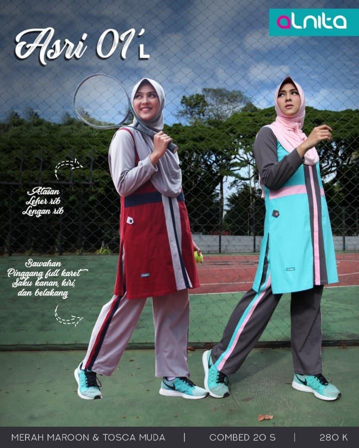 ALNITA SETELAN SPORT SYAR'I ASRI 04 S, BAJU OLAHRAGA MUSLIMAH 4L - Maroon