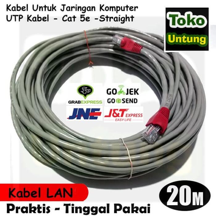 Hemat 15%!! Kabel Lan 20 Meter Utp + Rj45 Straight - Tinggal Pakai - ready stock