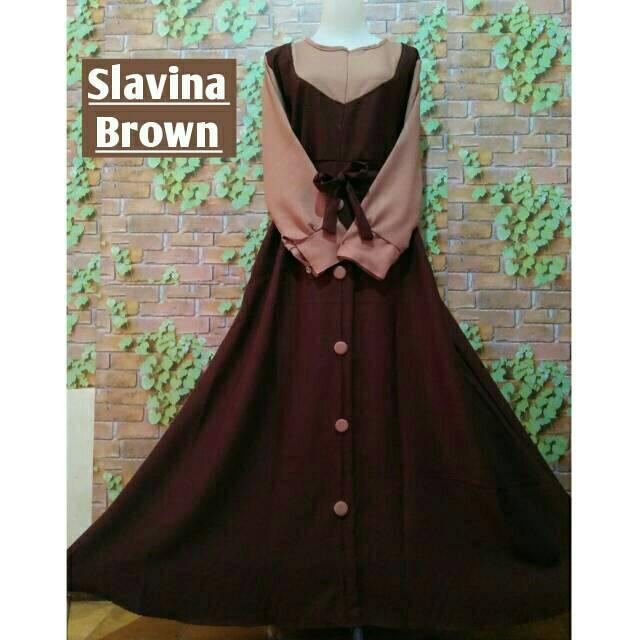 GAMIS ASOKA SLAVINA mosscrepe dress gaun syari baju muslim remaja busana muslimah hijabers niqobis (coksu Brown)