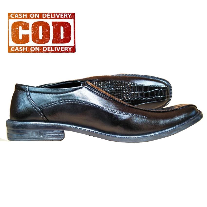 AchmadStore,Sepatu Kulit Pria Pantofel Formal Kerja Kantor Kombinasi Kulit Buaya - Hitam