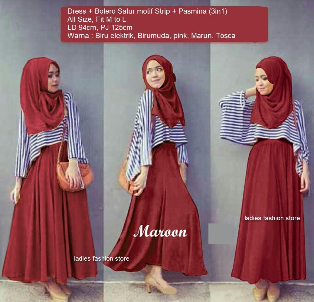 Gaun Muslimah / Dress Muslimah / Dress Gamis / Setelan Gamis GRATIS PASMINA / Bolero Muslimah / Hijab Pasmina / Pakaian Remaja Muslimah / Dress Muslimah Anak Muda / Muslim Trendi / Atasan Gamis Adem Model Baru SS (ianail) MARUN TOSCA PINK BIRUMUDA BIRUTUA