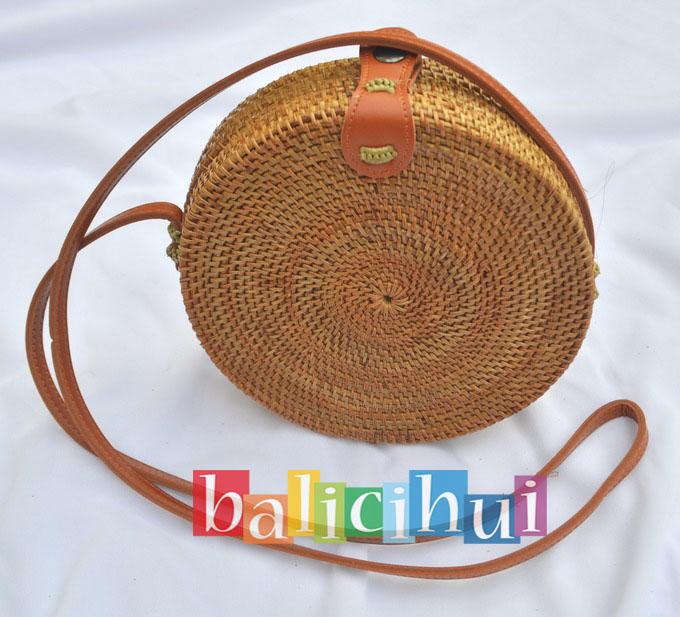 BALICIHUI TAS ROTAN BALI POLOS 20 cm / ATA / NATURAL RATTAN BAG