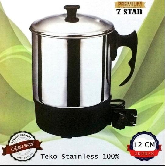 12 Cm Teko Pemanas Air Stainless Steel 7STAR Mug Listrik 12 Cm / Panci Listrik Stainless Steel 11 Cm 1 Pcs