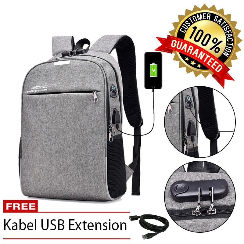 Dxyizu BP-L Tas Ransel Laptop Anti Maling Pria Sekolah Kuliah Kerja Support USB Charger and Gembok Built-in Lock