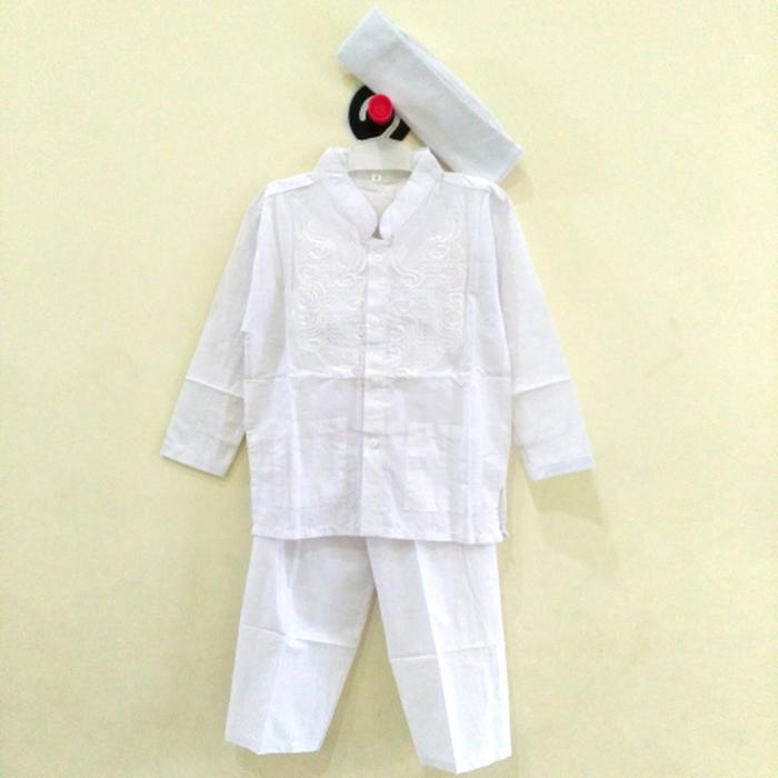 Baju Setelan Koko Anak Cowok Muslim Putih + peci ( 6 - 9 th ) - Setelan Baju Anak terbaru / Setelan Baju Anak termurah / Setelan Baju Anak berkualitas / Setelan Baju Anak lucu / Setelan Baju Anak bayi / Setelan Baju Anak keren / Setelan Baju Anak trendy