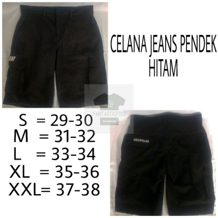 diskon10%!! Celana Pendek Jeans Caterpillar Hitam Besar - ready stock