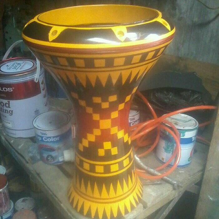 Darbuka motif Skak Kuning size 8 3/4 inc