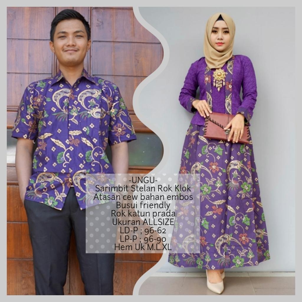 baju kondangan resepsi couple batik bahan katun warna ungu BSG562