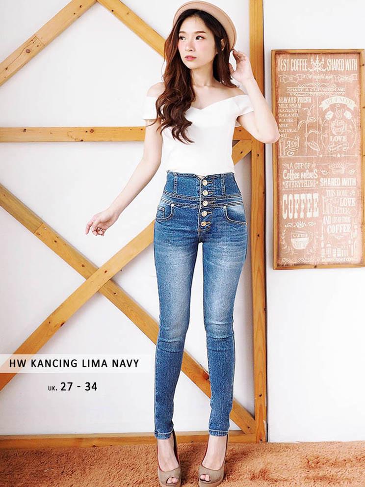 (BEST SELLER) Celana Jeans Jumbo Wanita - Celana Kancing Jumbo Kombinasi (READY LIGHT, NAVY, BLACK) - Highwaist big - TERLARIS