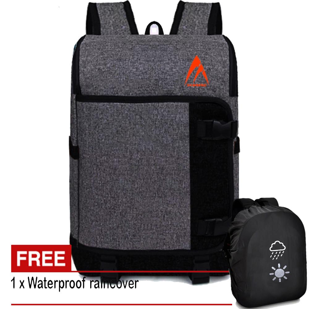 Metric Tas Pria Tas Wanita Tas Ransel Pria Tas Ransel Pria Tas Laptop Tas Punggung Tas Korea Tas Ransel Korea Tas Gemblok Tas Kerja Tas Kuliah Tas Sekolah Desain Style Korea Minimalis Original - Grey + Raincover