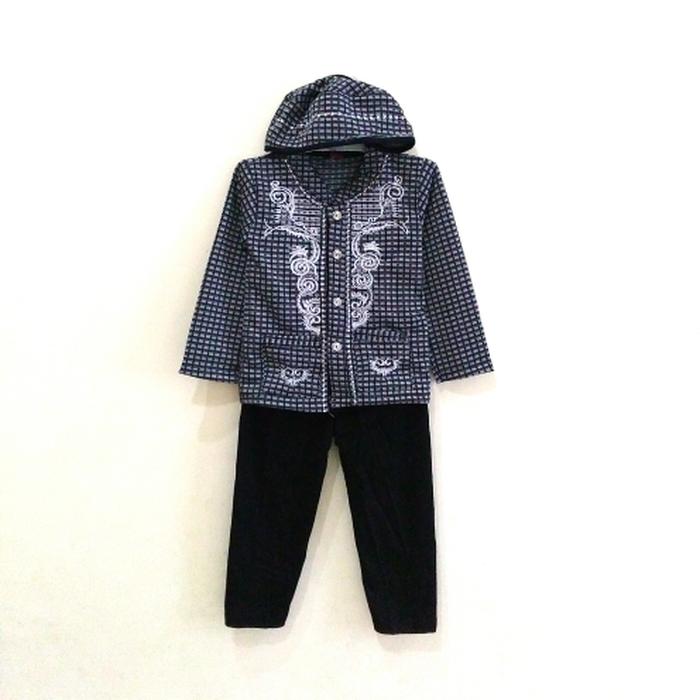 Baju Setelan Koko Anak Bayi Cowok Muslim Abu Hitam + peci ( 1 - 3 th ) - Setelan Baju Anak terbaru / Setelan Baju Anak termurah / Setelan Baju Anak berkualitas / Setelan Baju Anak lucu / Setelan Baju Anak bayi / Setelan Baju Anak keren / Setelan Baju Anak