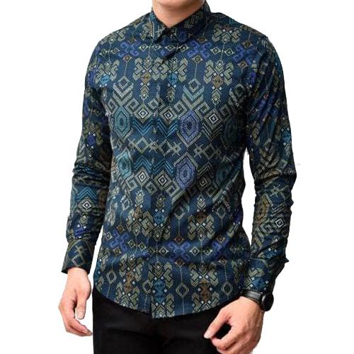 Ormano Kemeja Batik Pria Slimfit Songket Lengan Panjang Mukti Kerja Kantor Kondangan Formal Casual Modern Trendy Man Fashion Slim Fit Fashionable Kasual Shirt Clothes Katun Cotton Stretch Long Sleeve Nyaman Elegan Cool Gagah Kece