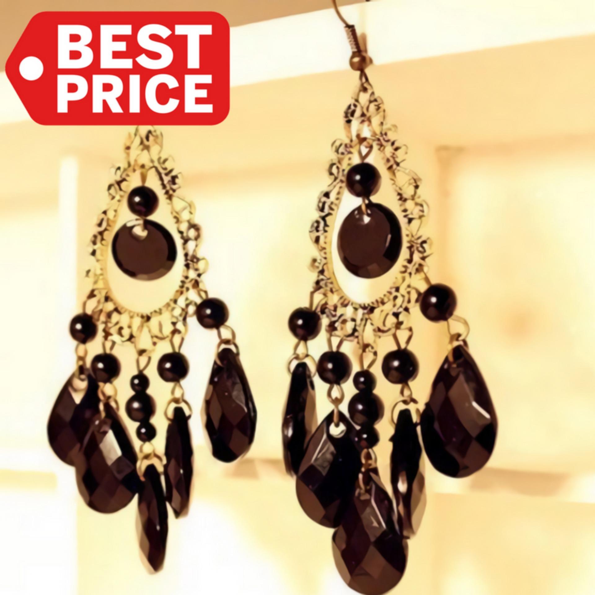 TOKO49 - Anting rumbai berlian retro motif air