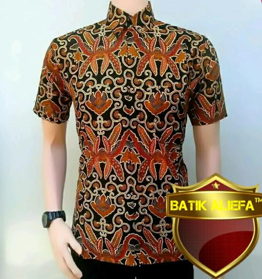 Kemeja Hem Baju Batik Daun Kinjeng Sogan Terbaru Trand Fashion Indonesia