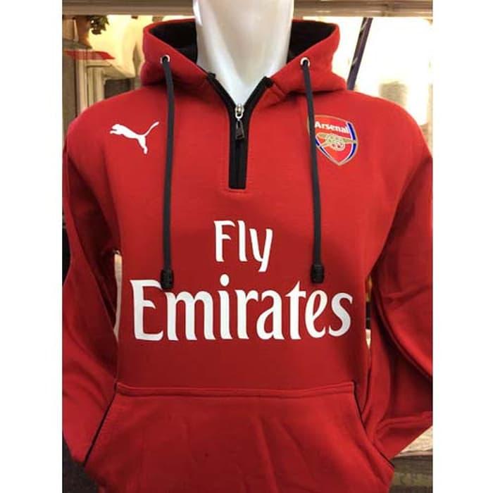 Jaket Hoodie Bola Arsenal A-521 Klub Liga Inggris Merah
