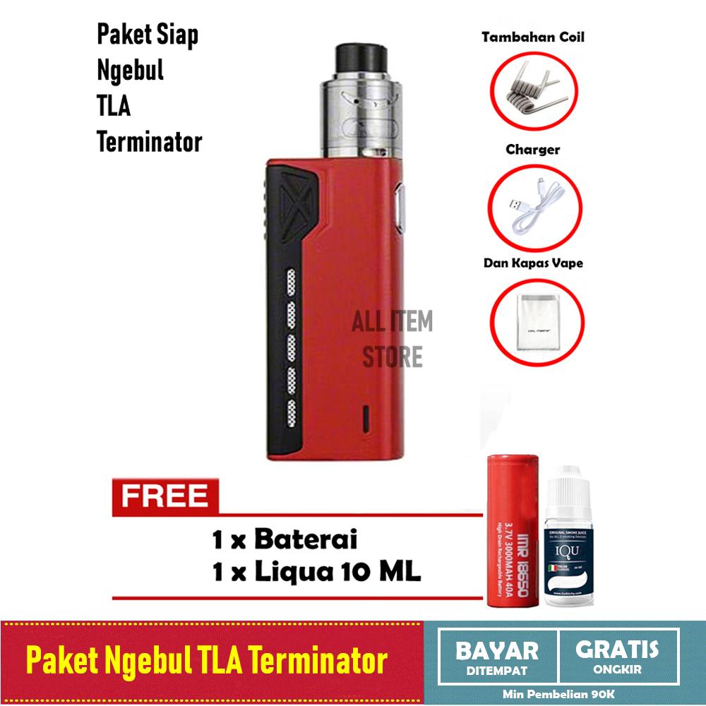 Paket Siap Ngebul TLA Terminator Rokok Elektrik Vape TLA + Free Baterai Coil Liquid Kapas dan Charger Paket Siap Ngebul TLA Terminator Rokok Elektrik Vape TLA + Free Baterai Coil Liquid Kapas dan Charger