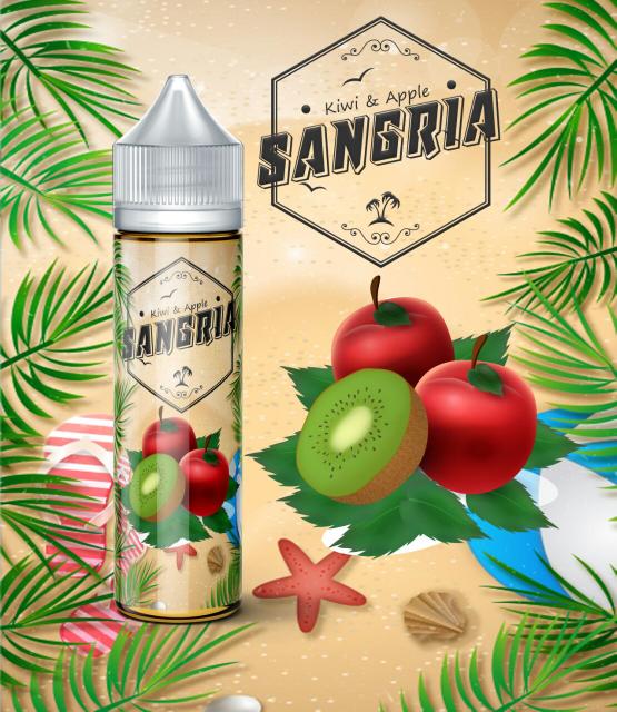 E-Liquid Premium Sangria Kiwi Apple 60Ml 3Mg Chubby Gorilla