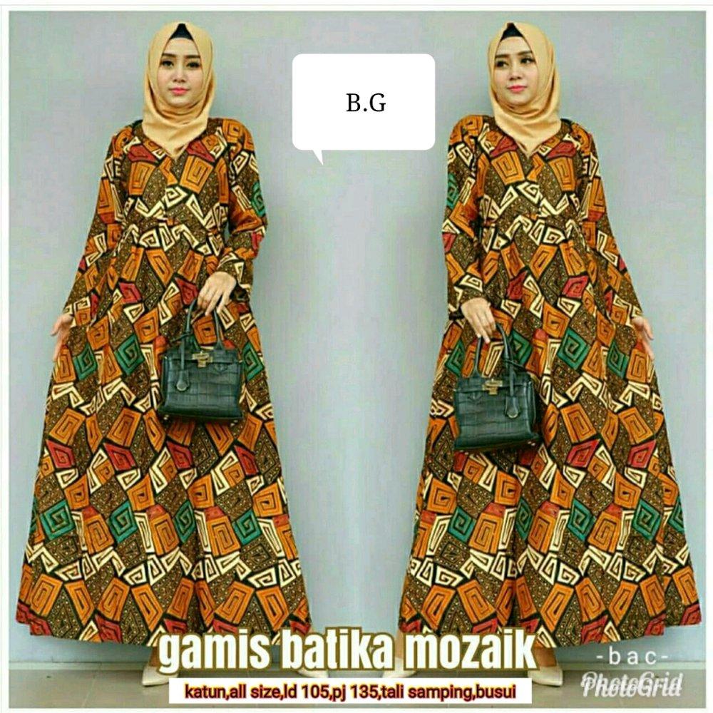 Gamis mozaik - gamis - gamis batik - gamis klok - batik - batik wanita - seragam batik di lapak Batik Gaul Pekalongan nur_janah2611