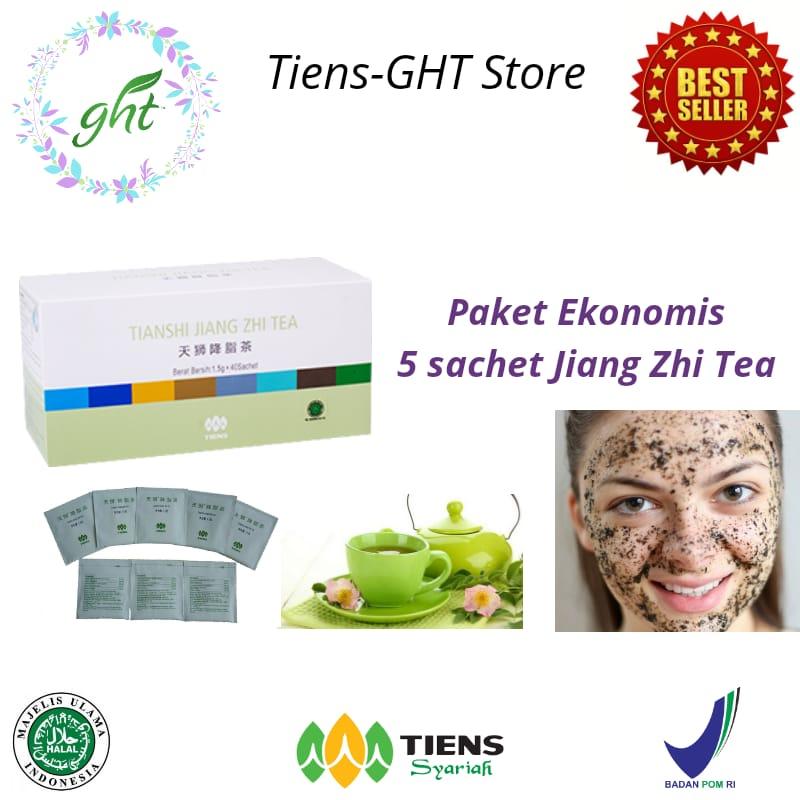 Jiang Zhi Tea / Teh Untuk Scrub wajah / Mengurangi minyak pada wajah / Masker Jerawat / kemasan ekonomis 5 sachet / Tiens-GHT Store