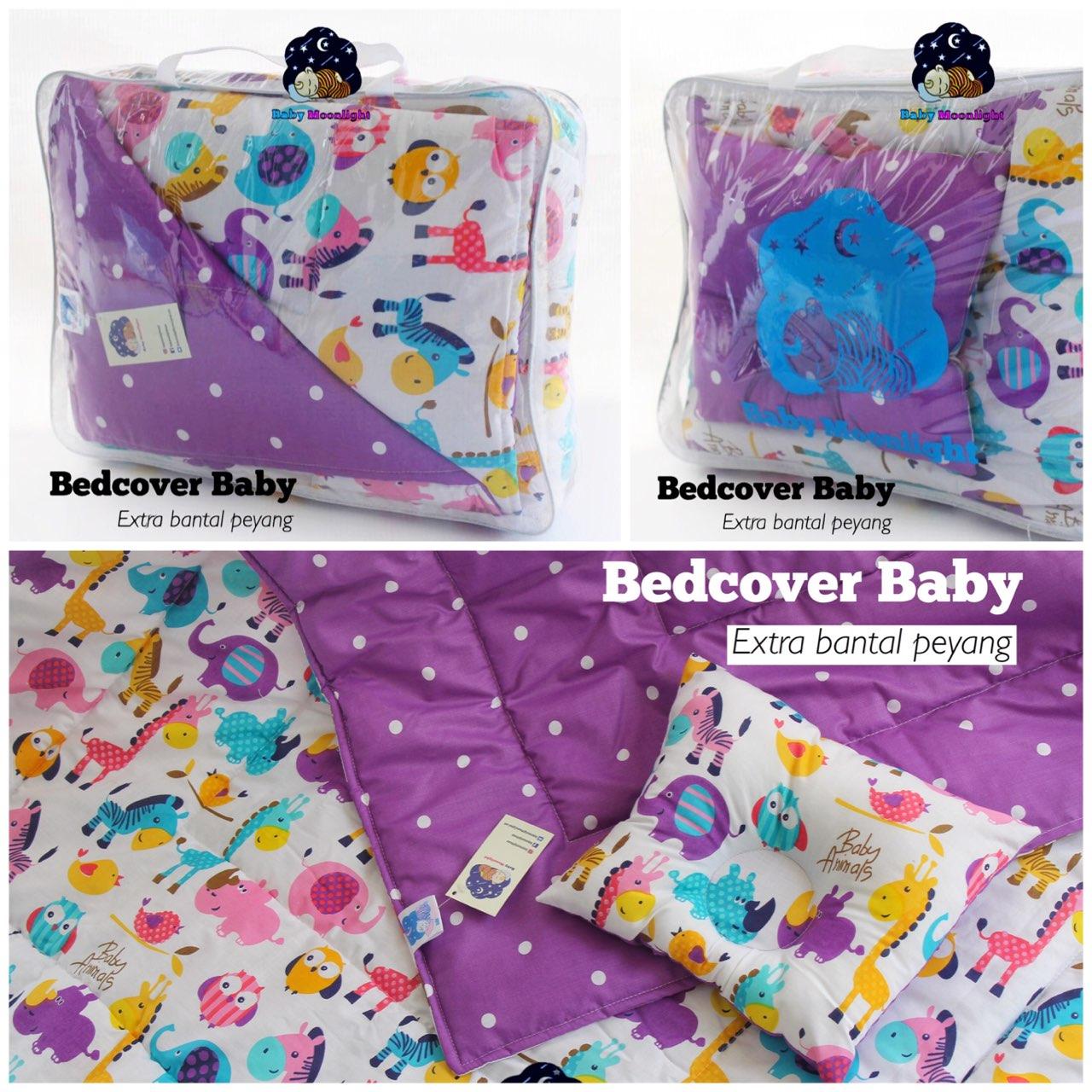 Baby bed cover - baby animal purple