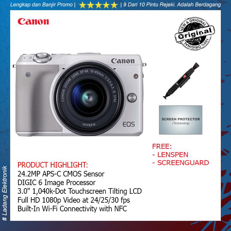 Canon EOS M3 Kit 15-45mm STM Kamera Mirrorless ( Free Lenspen + Screengaurd ) / Garansi Distributor 1 Tahun - Original