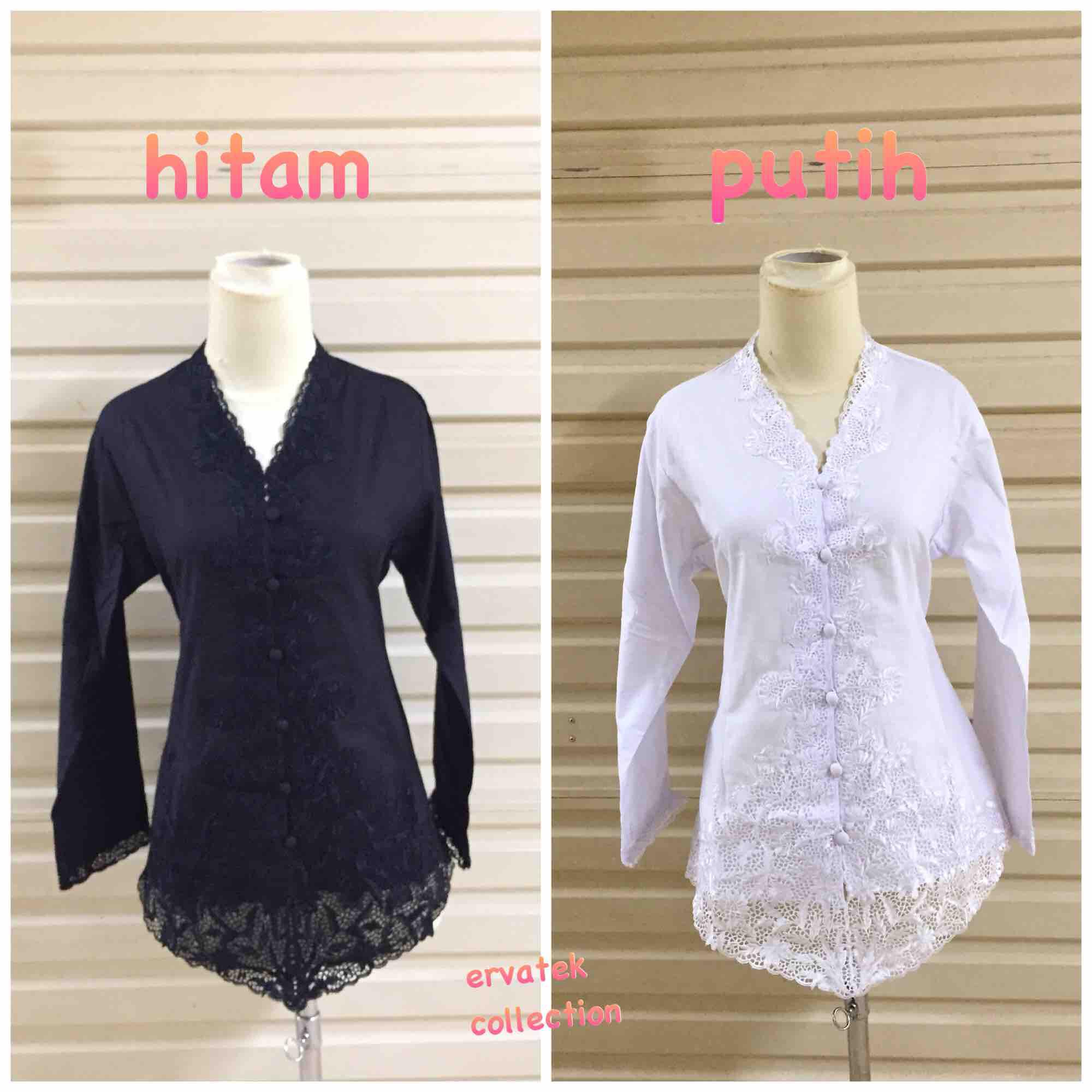Kebaya Encim KE02 Tangan Panjang Renda Polos Bahan Katun Halus Adem / Atasan Kebaya Wanita untuk Kantor Wisuda Seragam Sekolah Kondangan